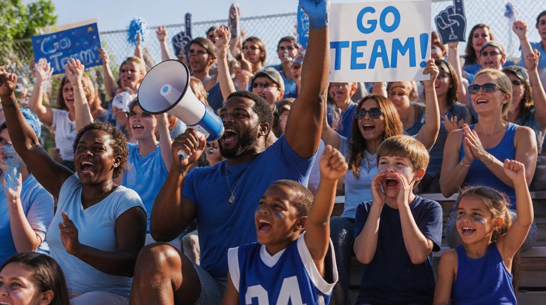 Community sports fans cheering