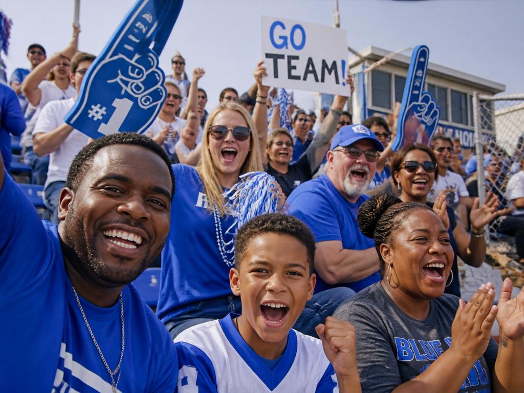 Community sports fans cheering