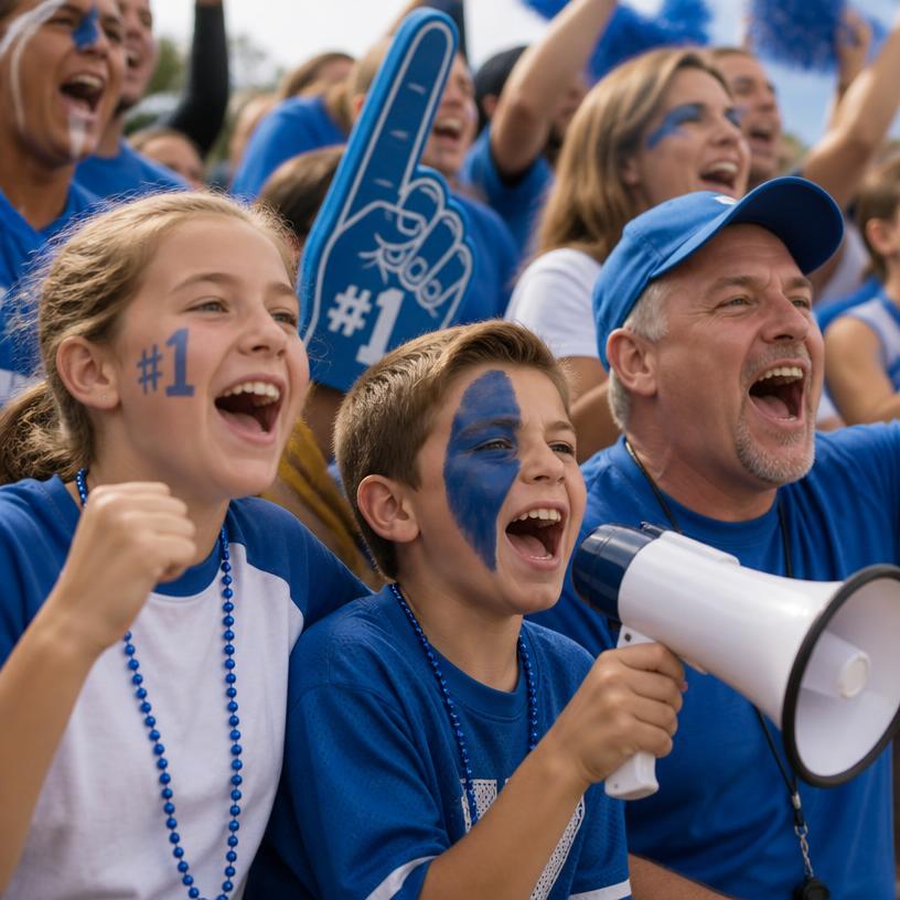 Cheering families at community game